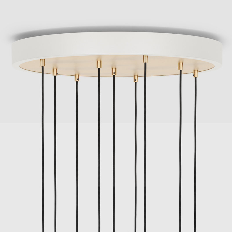 1 - Light Cluster Pendant, White/Brass