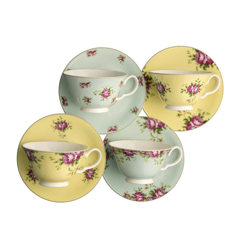 Archive Rose Bone China Teacup and Saucer
