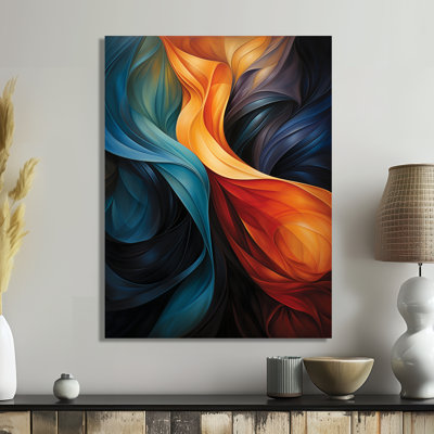 Retro Blue Orange Liquid Streams - Waves Wall Art Decor
