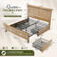 Lit plateforme de style champêtre avec tête de lit haute, station de recharge et 4 paniers de rangement, sommier non requis-698272736-698272743