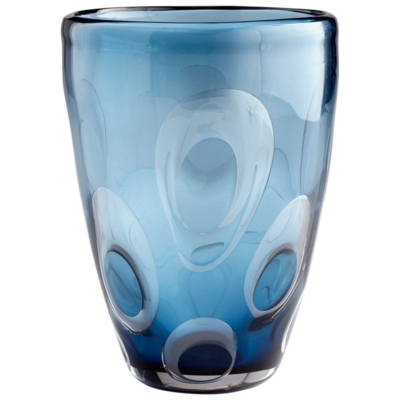 Vase de table en verre bleu Royale, H 10,5 po x l 7,75 po x P 7,75 po
