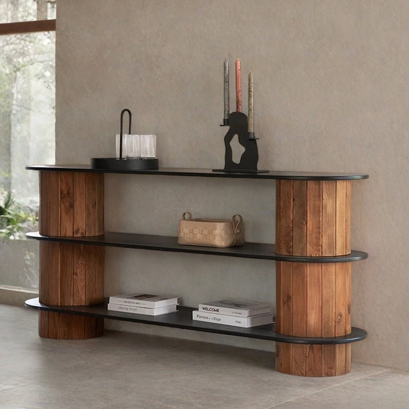 Console simple et rétro en bois massif, H 33,5 po x l 70,9 po x P 15,7 po