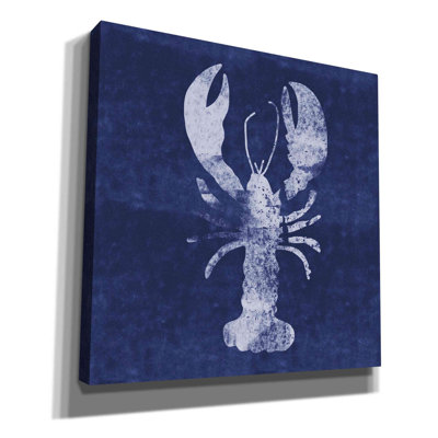 «Indigo Lobster» par Linda Woods, art mural sur toile