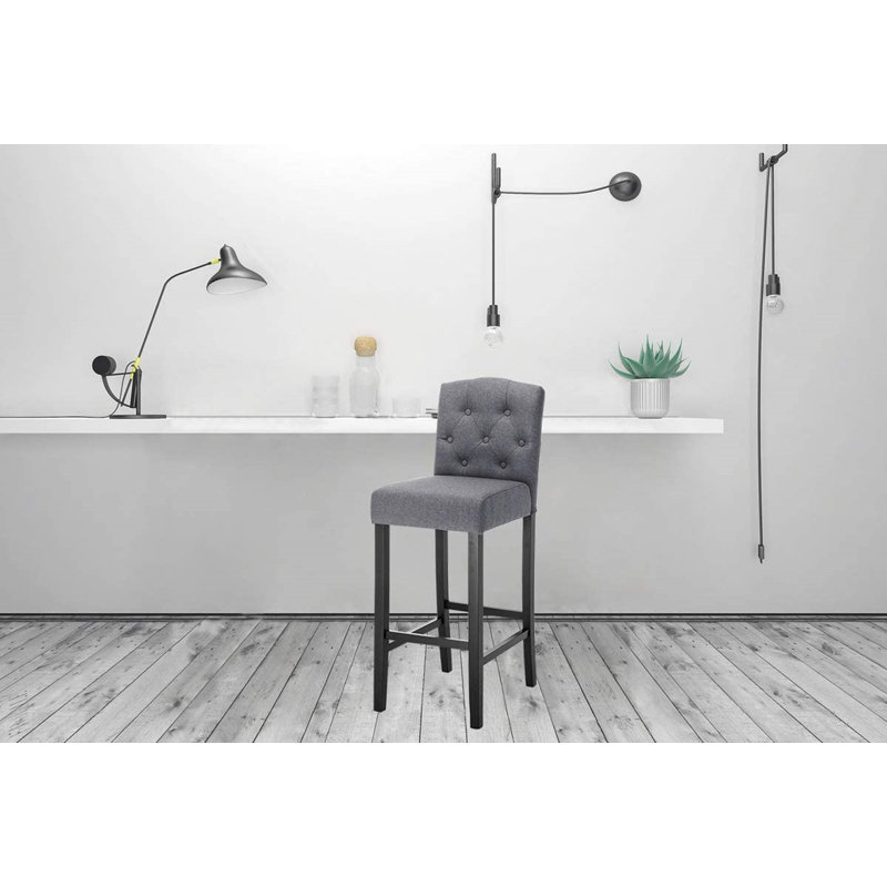 Brooten Upholstered Counter Stool, Dark Grey
