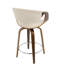 Tabouret de comptoir Mid-Century moderne en bois de noyer et tissu crème par - ensemble de 2