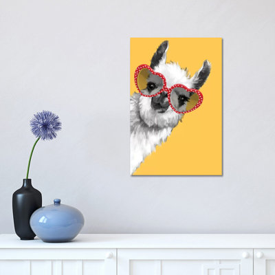 Fashion Hipster Llama With Glasses by Big Nose Work - Wrapped Canvas Print