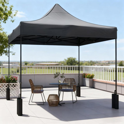 Toile de remplacement 10 x 10 en tissu Oxford gris foncé avec 4 sacs de sable, protection solaire UPF50 +, installation facile, compatibilité universelle, œillets pour le drainage de l'eau