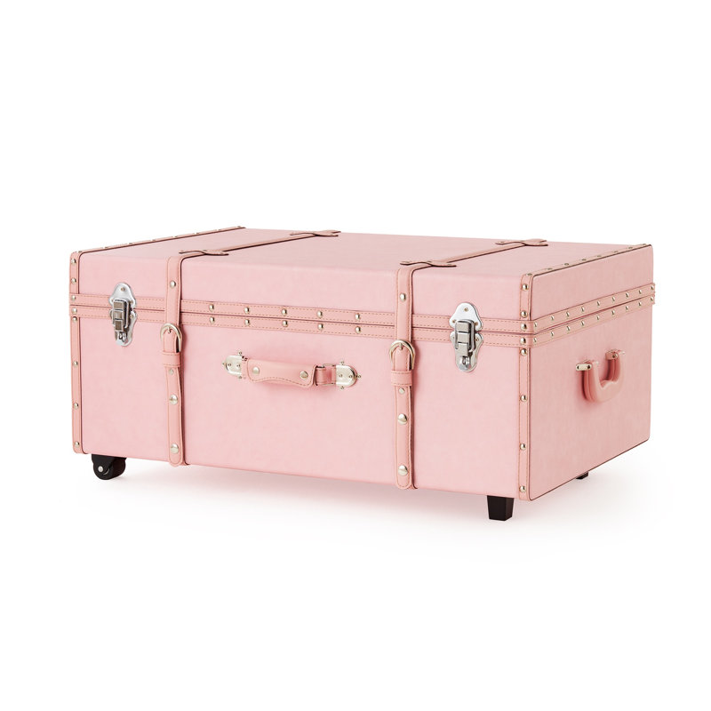 Coffre à pieds texturé avec rangement, Rose paradisiaque