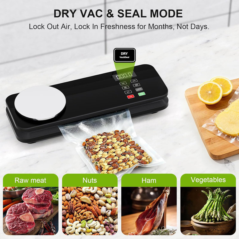 Food Vacuum Sealer Machine, 90kpa Precision Suction Power Fully Automatic Vacuum Food Sealer With Kitchen Scale, Compact Food Sealer With Countdown Display, Dry & Moist Modes, Built-in Cutter