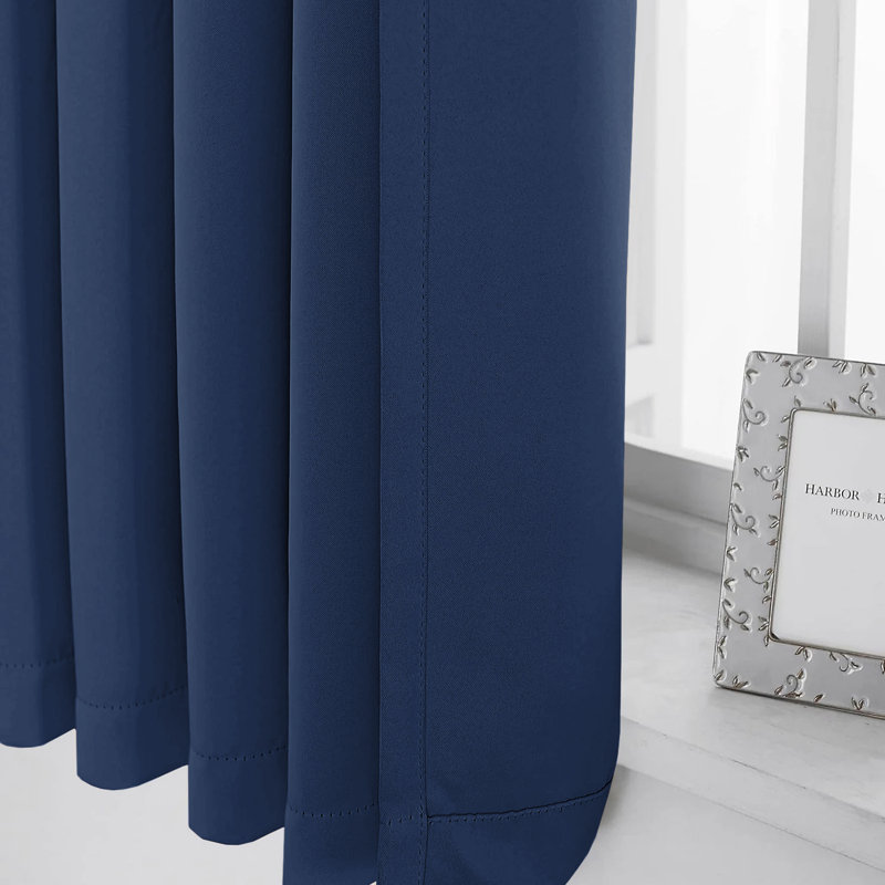 Aspire Homeware Hotel Style Polyester Room Darkening Pencil Pleat Curtain Pair for Luxury Bedroom Decor, Navy