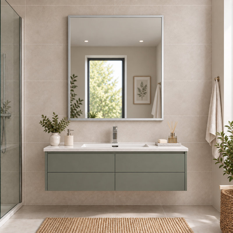 Metal Flat Wall Mirror, 70 cm H x 80 cm W