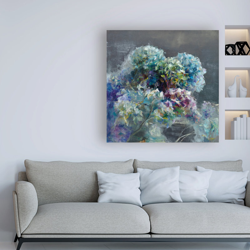 Impression sur toile tendue « abstract Hydrangea Dark » par Danhui nai, H 35 po x l 35 po x p 2 po