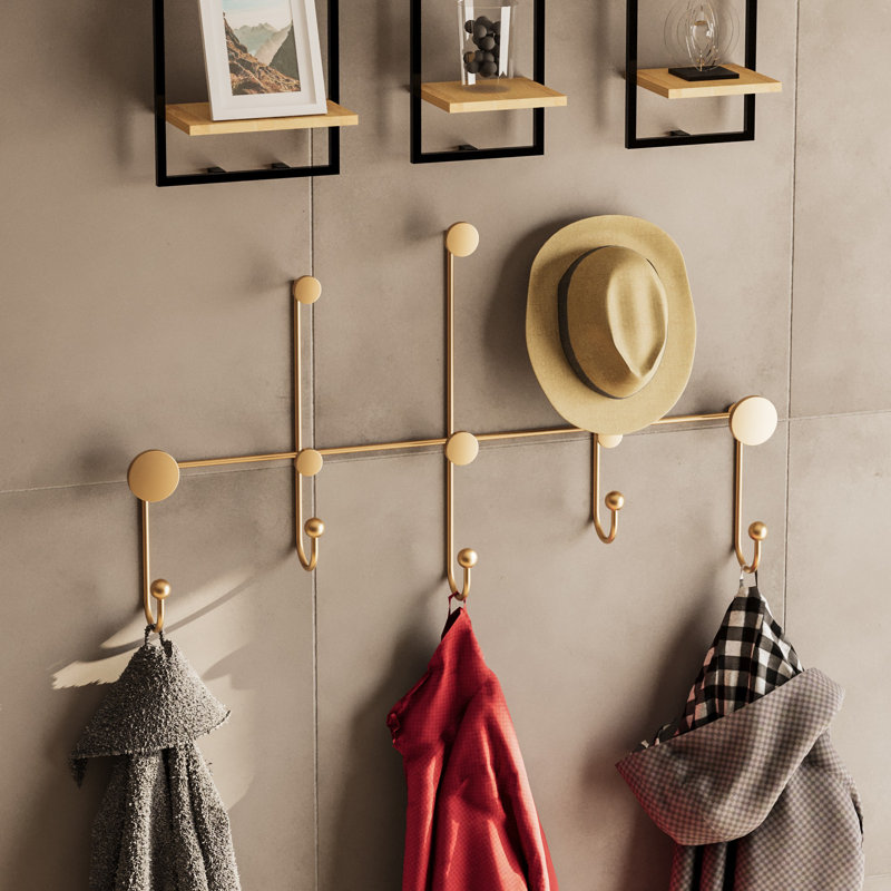 Stylish Metal Wall Hook, Gold Finish, 31.5 x 17.7 x 3.9 Inches | 100% Metal Construction, Thickness: 0.4 Inches | Supports Up to 22 Lbs | Ideal for Home Décor, Organizing & Space-Saving Solutions