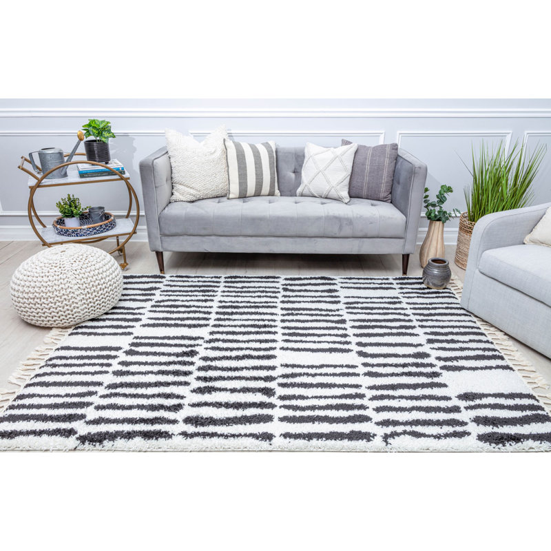 Tapis blanc pluie Graham Bennett, Tapis de couloir 2 pi 6 po x 8 pi