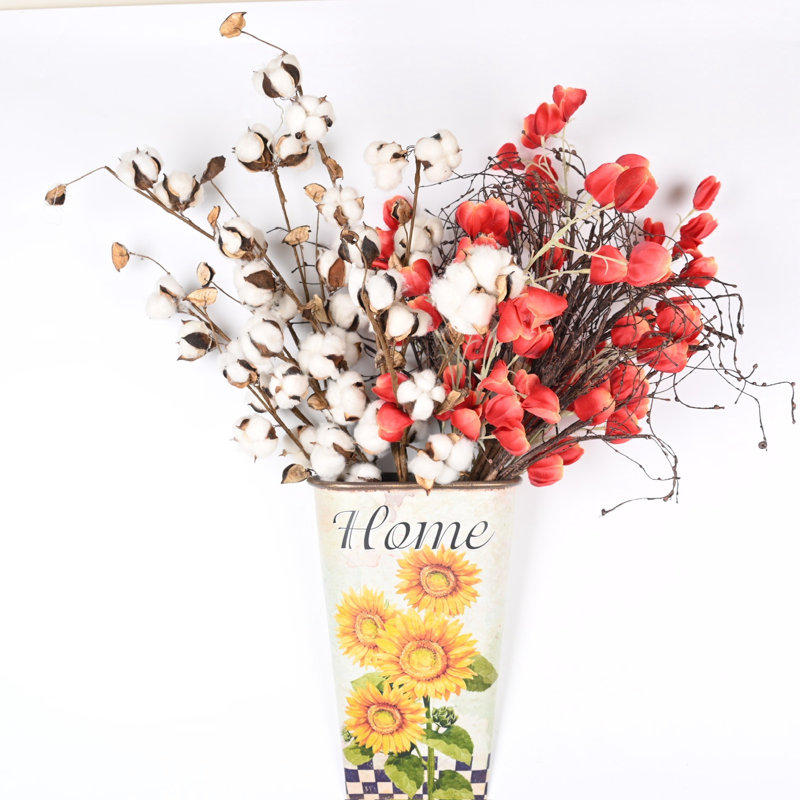 Fall Autumn Cotton Flowers Arrangement in Pot