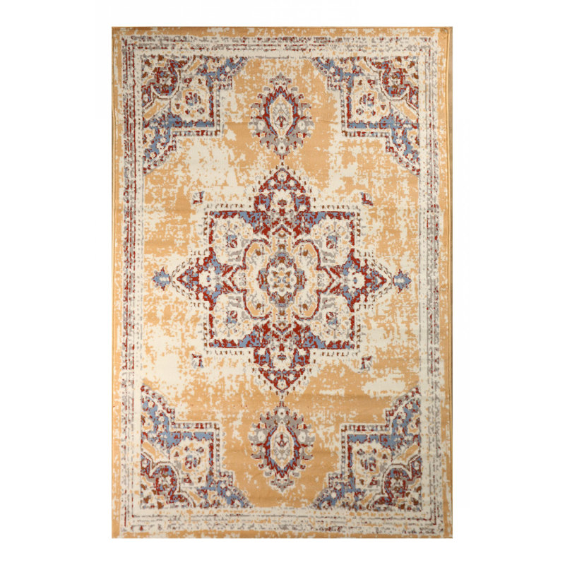Tapis oriental brun clair / rouge, Tapis de couloir 2 pi x 4 pi