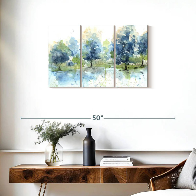 Paysage bleu délavé Avery, H 20 po x l 33 po