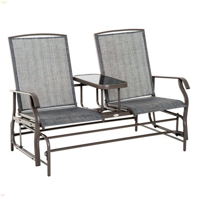 Outdoor Glider Bench With Center Table