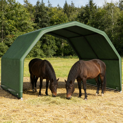 Heavy-Duty Horse Shelter with Waterproof Cover & Steel Frame, All-Weather Goat Shed, Livestock Shelter for Sheep, Calves