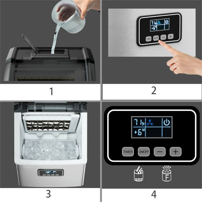 ZONSE 48 lb. Daily Production Cube Clear Ice Freestanding Ice Maker