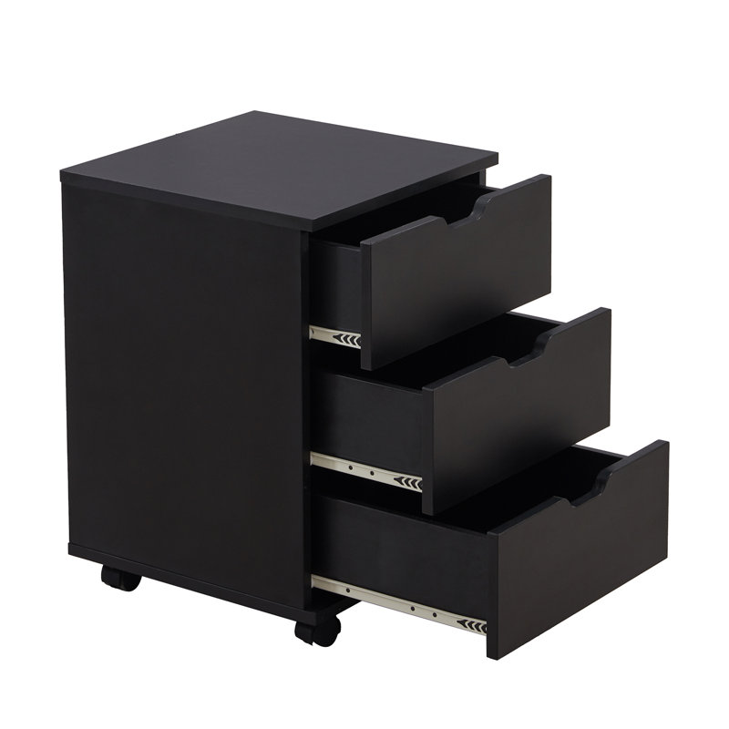 Holmquist 15.7'' Wide 3 -Drawer Mobile File Cabinet, Black