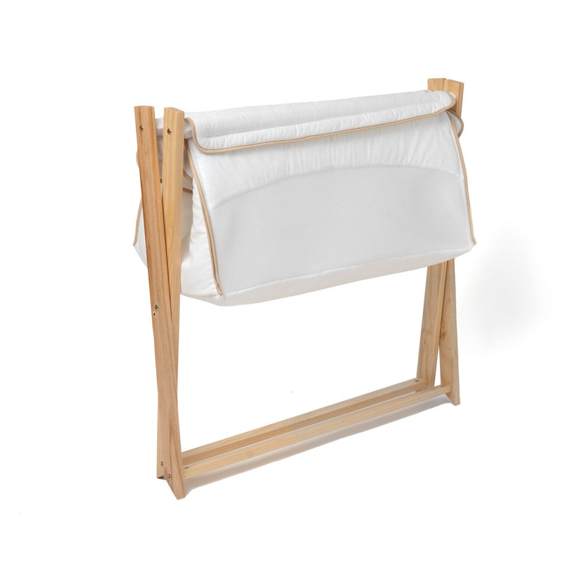 Bedside Cot with Bedding with Mattress and Stand, White