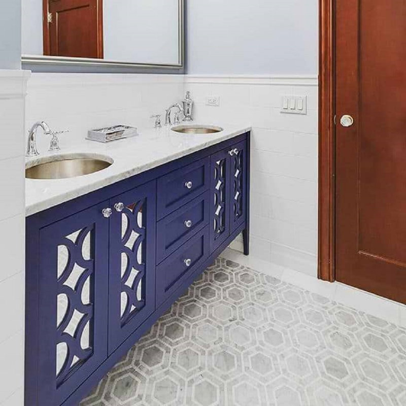 Nova 6" Hexagon Polished Marble Mosaic Tile, Lynx