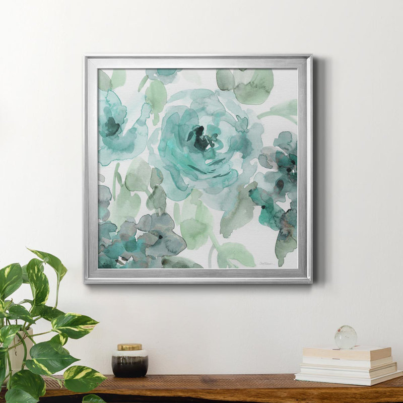 Toile encadrée Belle's Teal II-Premium - prête à être accrochée, Argent, H 17,5 po x l 17,5 po x P 1,5 po