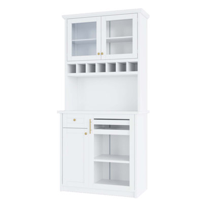Farmhouse 35.4X17.7X74.8Inch Freestanding Buffet With Hutch