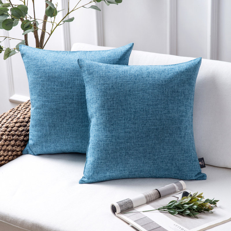 Square Throw Cushion, Blue, 18" H x 18" W, Pillow Cover Only - No Insert
