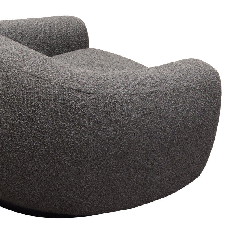 Charcoal Boucle Textured Swivel Barrel Chair