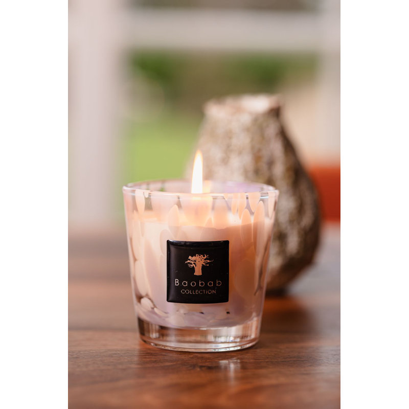 Pearls White Candle, 3.2" H x 3.94" W x 3.94" D