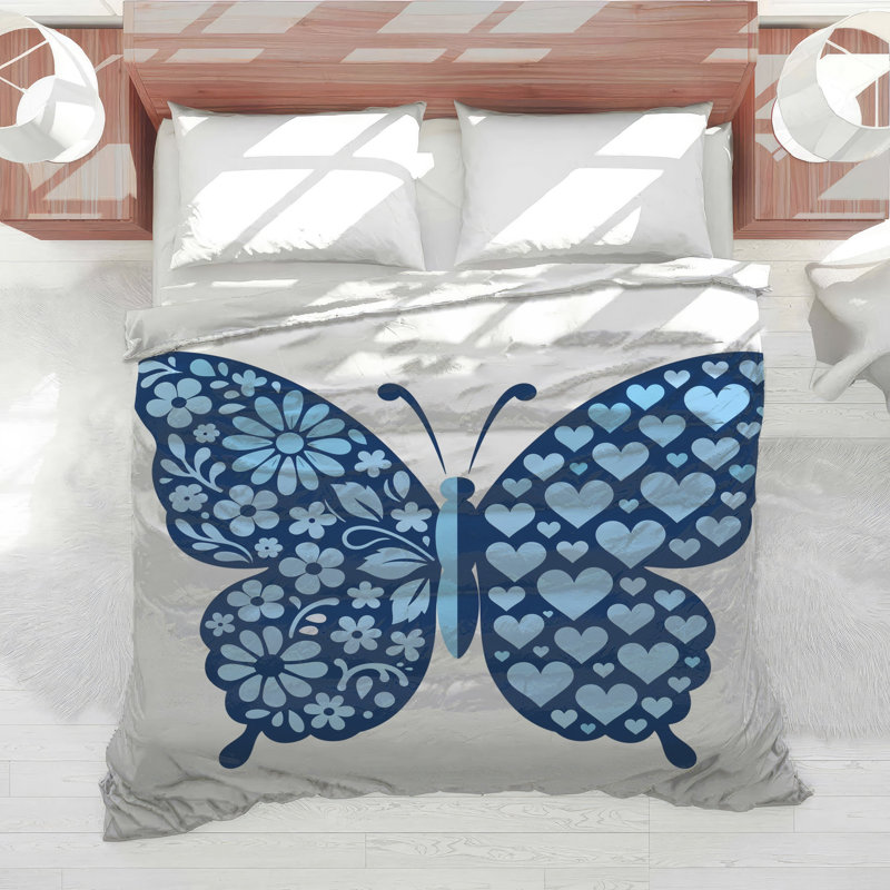 Édredon Blue Butterfly Hearts, Simple extra long
