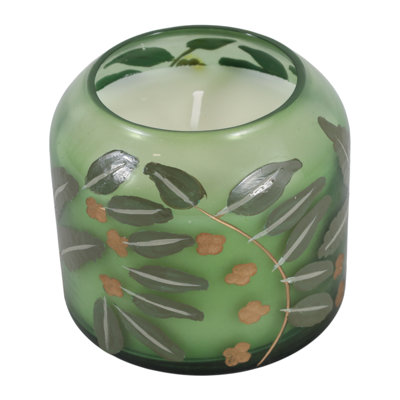 Bougie décorative parfumée au gardénia pour la chambre - Bougie moderne en verre pour table basse, étagère ou salon - Vert et ivoire