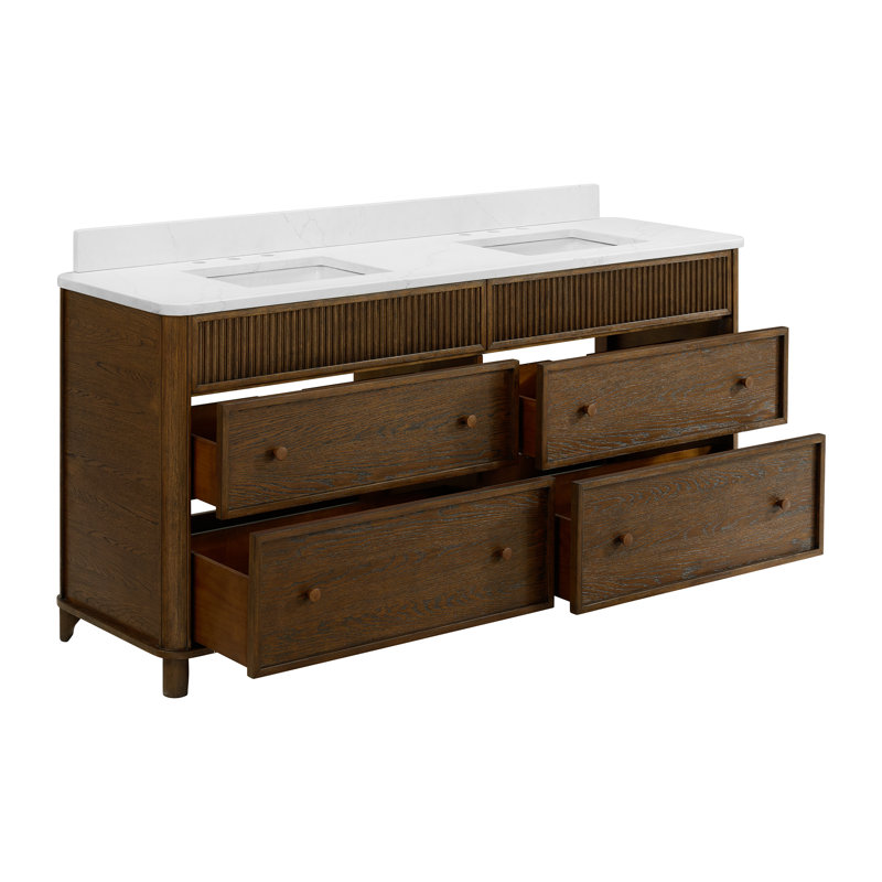 Meuble-lavabo 72 po avec comptoir Statuario, 72", Chêne brun rehaussé
