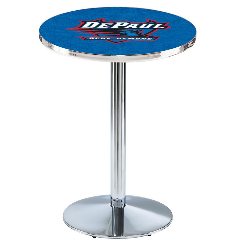 Round Metal Base Dining Table, Chrome, DePaul University