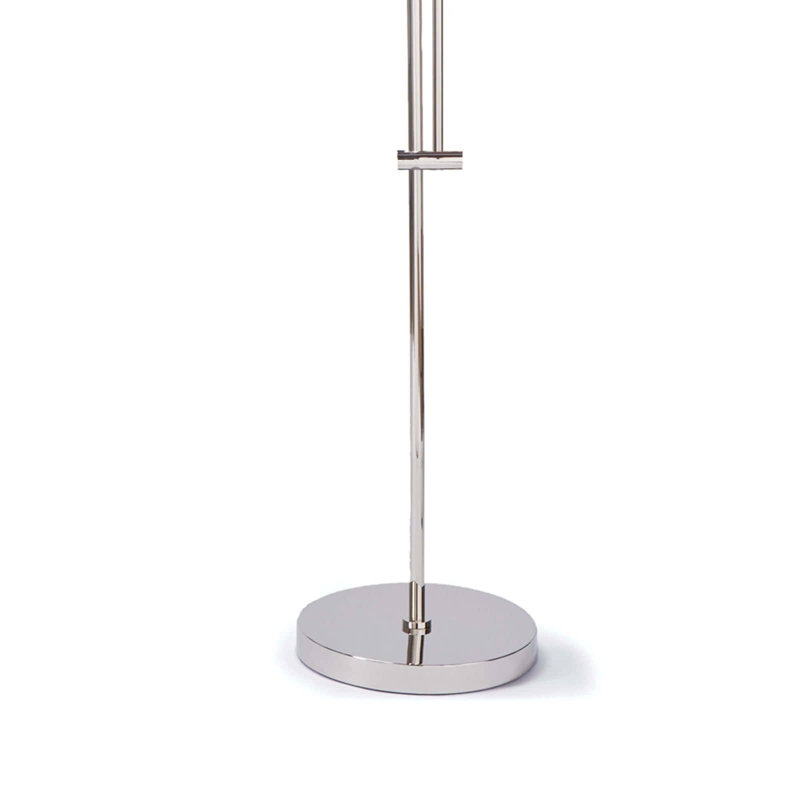 Adjustable Polished Nickel Arc Floor Lamp with Linen Shade