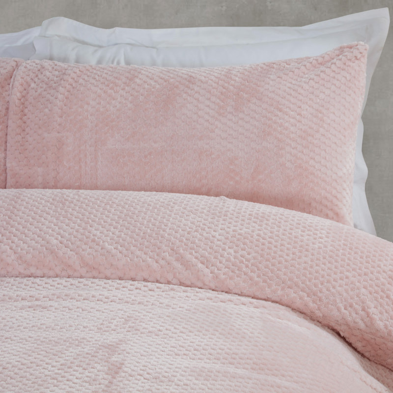 Laguna Polyester Solid Colour Duvet Cover Set with Pillowcases, Single - 1 Standard Pillowcase, Blush