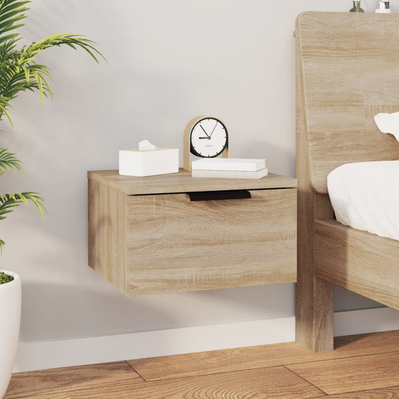 Wall-mounted Bedside Cabinets Bedroom Floating Nightstand Wall Cabinet, Oak, Individual