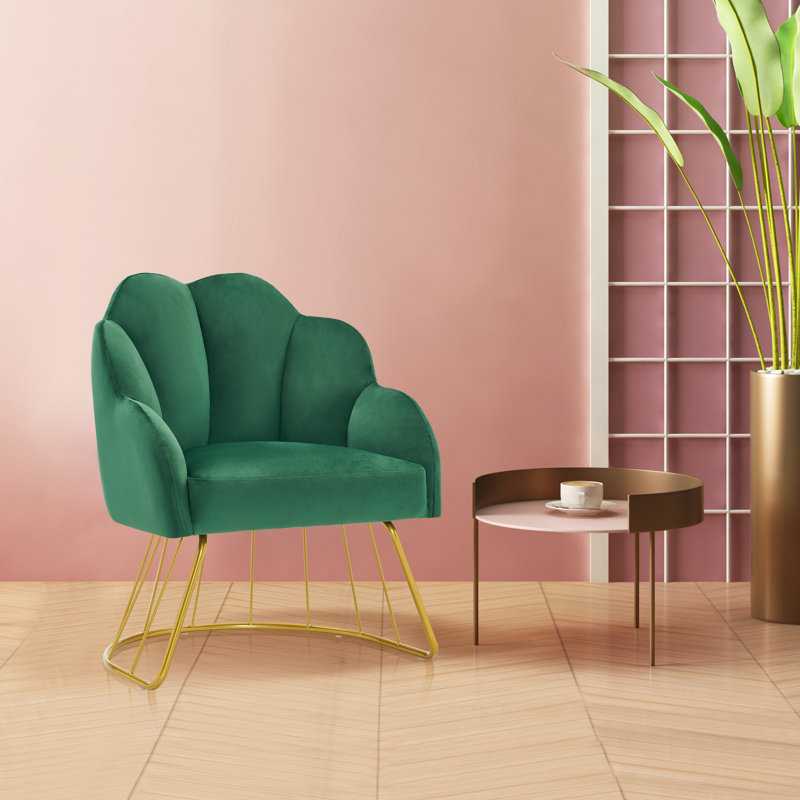 Accent Chair for Home and Spa, Dark Green Cotton Blend