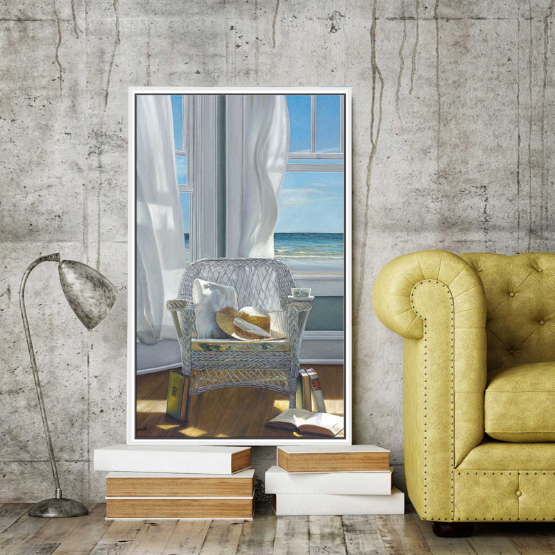 Gentle Reader par - Peinture, Cadre flottant blanc, H 33,5 po x l 21,5 po x P 2 po