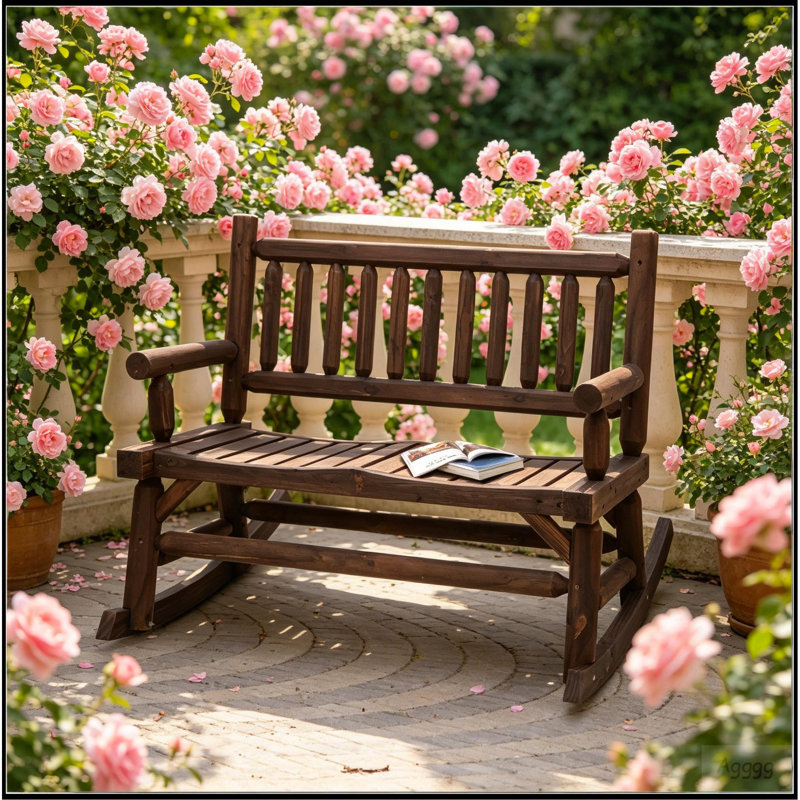 Causeuse arrière, chaise berçante en bois, banc berçant de jardin