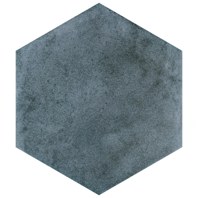 Matter Hex 7.88" x 9" Porcelain Stone Look Floor and Wall Tile, Blue