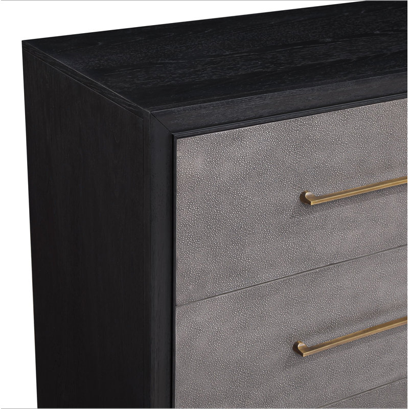 Commode haute 5 pièces en bois foncé brossé 1 pièce