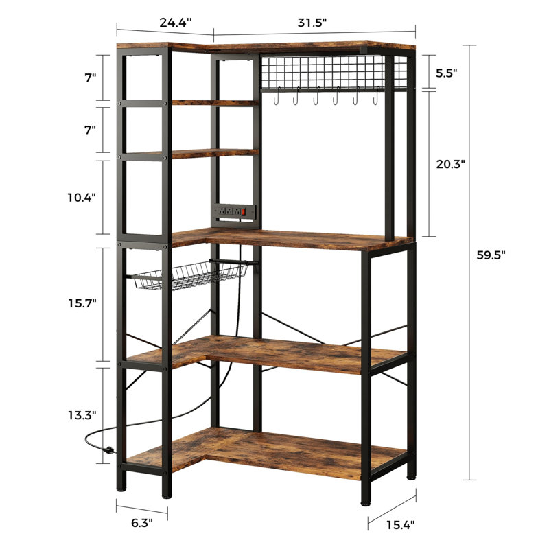 Mini-étagère de rangement pour réfrigérateur, support pour micro-ondes avec rangement, support de boulanger avec tablettes pour dortoir