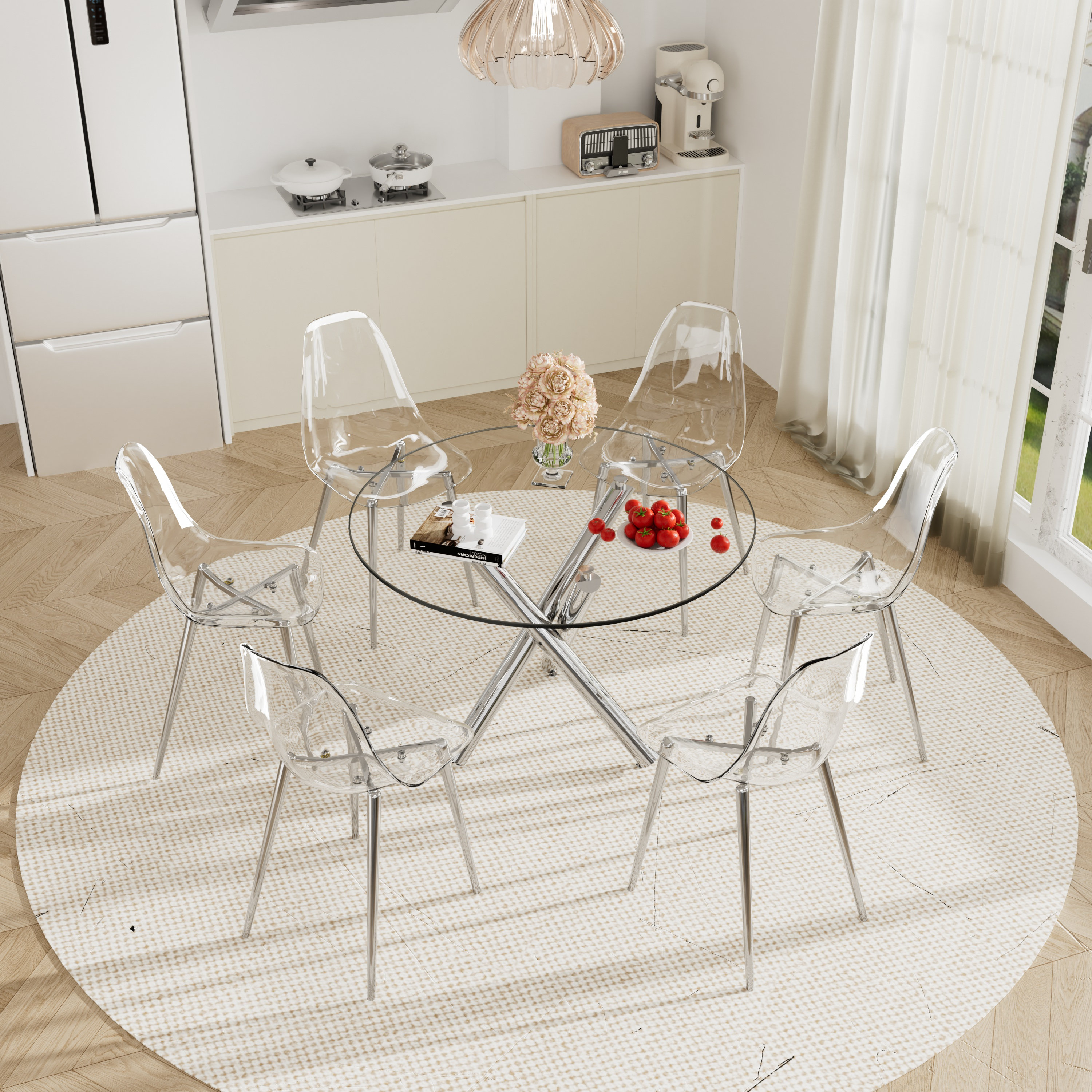 A closer look at Reynis Minimalist Glass Dining Set