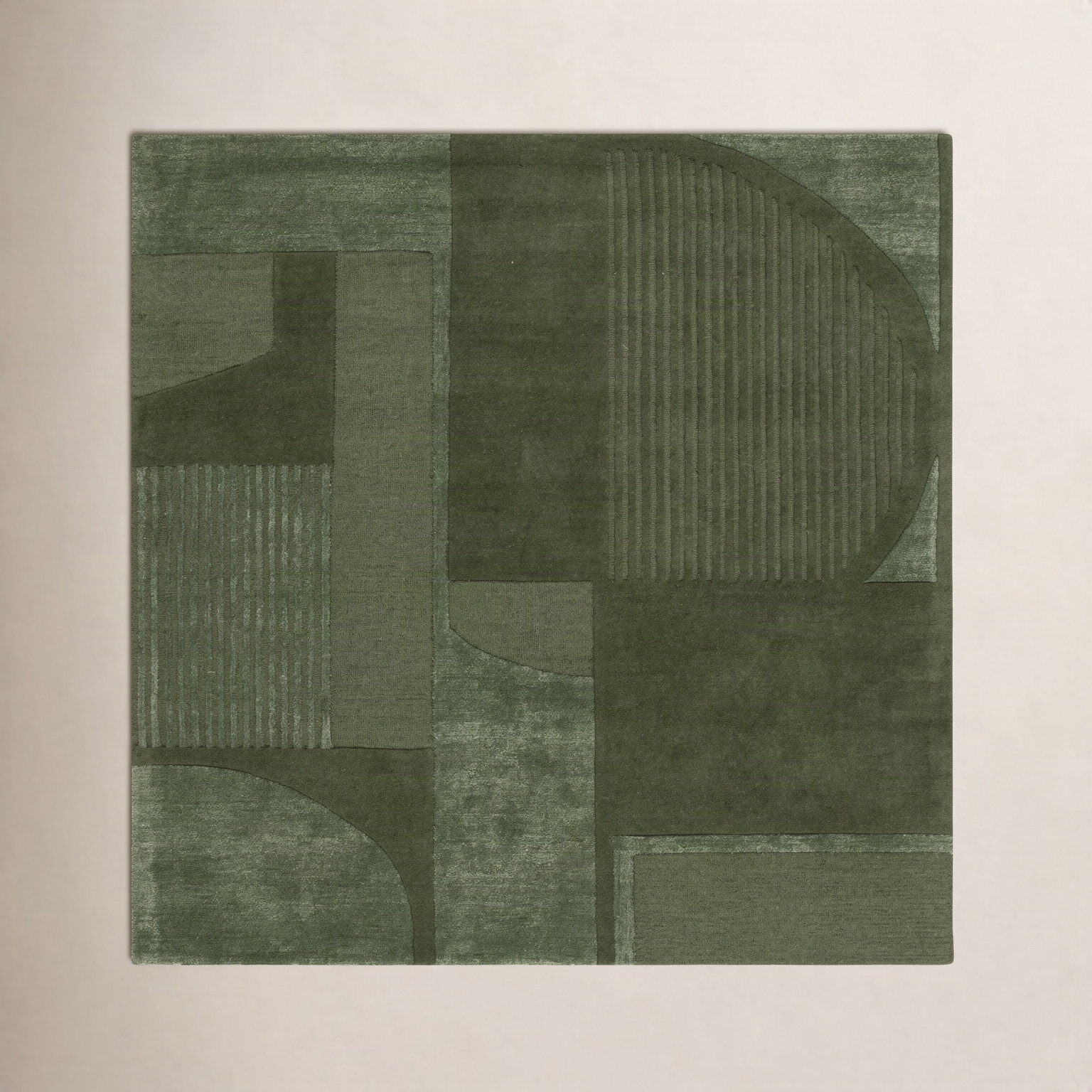 Mesmer Hand-Tufted Geometric Wool Rug, Square 4'