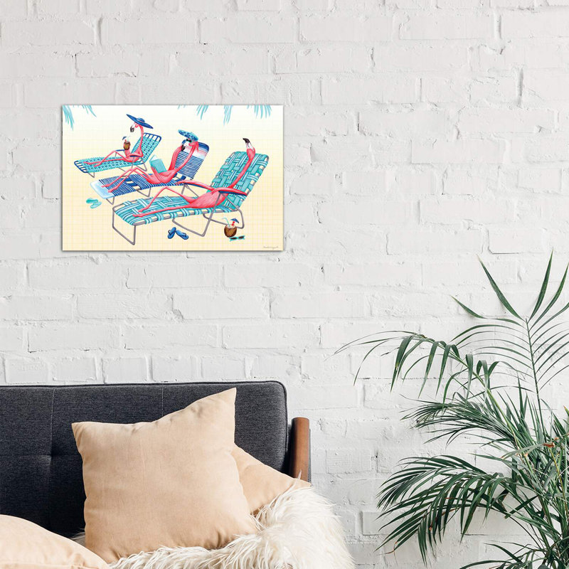 Flamingos Beach by Amélie Legault - Wrapped Canvas Print, 66.04 cm H x 45.72 cm W x 3.175 cm D