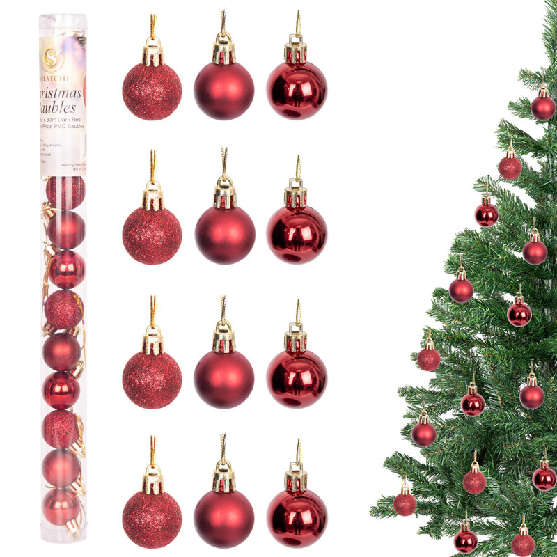 Polyvinyl Chloride (PVC) Bauble, Dark Red, 3cm H x 3cm W x 3cm D
