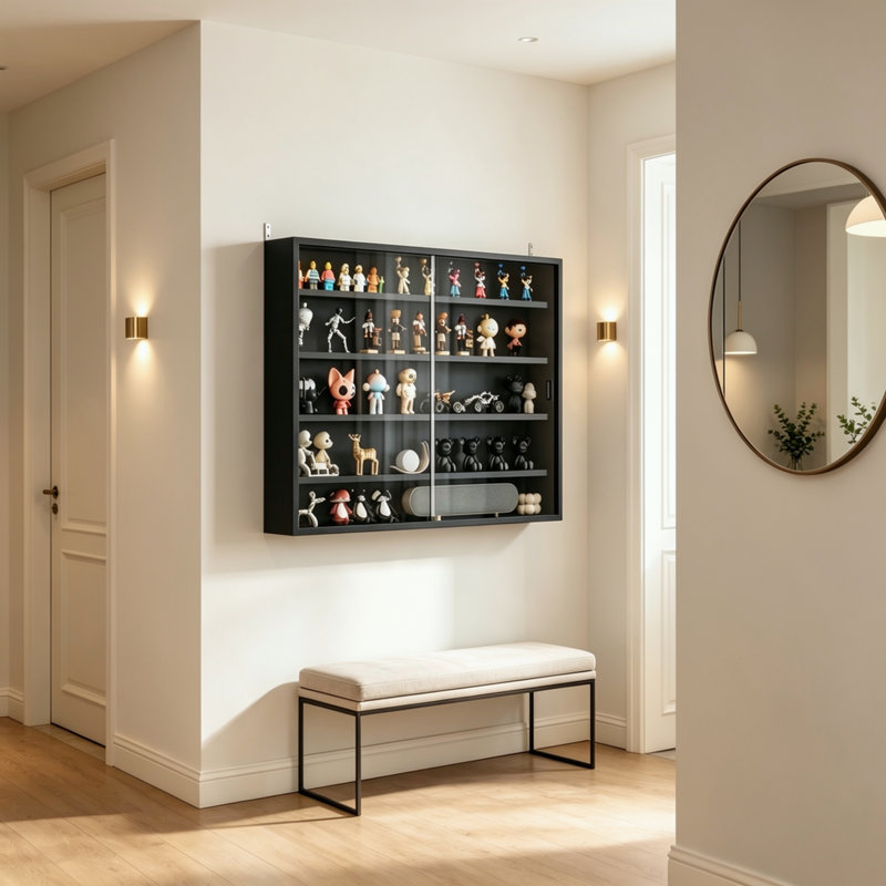Wall Mounted Multi-Tier Display Cabinet, Modern Floating Wall Showcase Unit